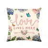 Funda de almohada de venta caliente transfronteriza, estilo minimalista fresco de verano con flor de hortensia, cojín decorativo para sofá de sala de estar en casa