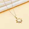 Collar TOHM de acero de titanio transfronterizo moda simple sol cadena para clavícula de acero inoxidable no se decolora temperamento colgante dorado mujer