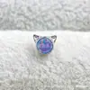Brincos de Liga de Titânio ASTM F-136 Opala Aurora Cabeça de Gato Imp Piercing Labial G23 Brincos para Piercing na Língua