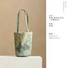 Bolsa de almacenamiento para juego de té de algodón tejido, bolsa cilíndrica gruesa para viaje, bolsa de ceremonia de té de tamaño grande para maestros de té