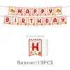 Set de fiesta de cumpleaños temático de hamburguesas al estilo americano y pollo frito con platos de papel desechables, vasos, mantel, banderines y globos para decoración