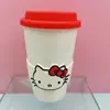 MINISO Productos Famosos y Excelentes Serie Temporada de Manzana Hello Kitty Taza de Agua Hello Kitty con Plato Taza de Cerámica Taza de Café