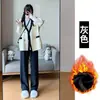 Calça de Maternidade Primavera e Outono Roupa Exterior Calças Casuais Tamanho Grande Perna Reta Calças Longas Outono e Inverno Uso Calças de Perna Larga com Caimento de Veludo