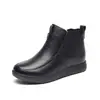 Zapatos de Lana en Stock para Mujeres de Mediana Edad y Mayores, Hechos de Piel de Vaca de Primera Capa, Zapatos de Mamá, Zapatos de Algodón, Botines Cortos con Suelas de Goma para Personas Mayores