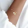 Pulseira de Pérolas com Letras de Diamante Novo Europeu e Americano para Mulheres, Pingente de Letra em Zircônia, Pulseira de Pérolas de Arroz, Enviado de Yiwu