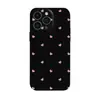Película para iPhone 17 y Funda para Teléfono de Venta Caliente Japonesa y Coreana con Fondo Negro, Corazones Rosas y Puntos, Cubierta de Protección Total para Apple 16Pm