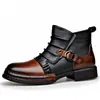 Novedad de Otoño Botas Martin Estilo Británico Botines Vintage Cremallera Lateral Forro de Lana Cálidos Botas Chelsea Botas Moteras Hombre
