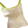 Nuevo Camisole de Punto Rayado de Verano con Sujetador Incorporado, Top de Punto con Tirantes Finos para Mujer
