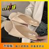 Sapatos de Praia Femininos de Bico Quadrado Francês, Sandálias Rasteiras para Uso Externo, Chinelos da Moda de Novo Estilo Coreano Verão e Outono 2025