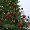 Decoraciones navideñas de productos nuevos transfronterizas 4 cm/24 piezas juego de bolas de Navidad flocadas de lujo ligero adornos para árbol de Navidad