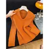 Look OOTD estilo coreano: Suéter elegante com decote em V para mulheres, novo top interno de malha requintado outono e inverno 2026