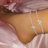 Tobillera de letra nueva transfronteriza tobillera de cristal de diamante desnudo brillante tobillera femenina 26 letras inglesas tobillera explosiva de comercio exterior