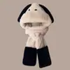 Peluche Pacha Dog Set de Tres Piezas Engrosado Estilo Chanel Bufanda Hecha a Mano, Gorro y Guantes Conjunto Integrado Estilo Chanel