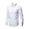 Camisa Blanca Hombre Manga Larga Moda Coreana Atractiva Color Sólido Camisa Profesional de Negocios Corte Ajustado Camisa Negra Hombre