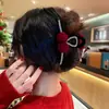 2026 Nuevo Estilo Pinza para el Cabello con Lazo Grande de Terciopelo Rojo, Accesorio para el Cabello para Niñas, Tocado de Princesa Nupcial de Borla de Alta Gama