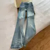Jeans Azules de Estilo Americano Acampanados para Mujer, Nuevo Estilo de Verano, Tallas Grandes, Cintura Alta, Cubre Cadera, Adelgazantes, Pantalones Acampanados No Ajustados