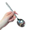 Fuente Acero Inoxidable Cuchara Celebridad de Internet Patrón de Piedra Cuchara Restaurante Cuchara para Comer Coreana Mango Largo Cuchara para Beber Cuchara Dulce