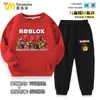 Ropa Roblox Sudadera para Niños Traje de Primavera y Otoño Niños Dibujos Animados Top Holgado Pantalón Deportivo Conjunto de Dos Piezas