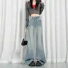 Estilo de chica hot americana, diseño de bolsillo trasero que no se pega a las piernas, jeans de mezclilla acampanados adelgazantes para mujer, admite envío directo