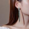 Pendientes largos con borlas y diamantes brillantes de moda europea y americana para mujer, pendientes de joyería con diamantes de imitación de alta gama con temperamento llamativo