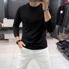 Camiseta Masculina Versátil de Manga Comprida da Moda Básica Casual Gola Redonda Camiseta Base Confortável Versátil de Algodão para Homens Jovens Ajuste Slim