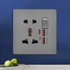 Tomada de Parede Cinza Versão Hong Kong e Austrália Tomada Estilo Britânico 13A com Painel de Interruptores de Carregamento Tipo-C+USB para Exportação