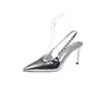 Llegada Nueva 2024 Falda Tacones de Aguja Puntiagudos Mujeres Temperamento Damas Sandalias plateadas Zapatos de Mujer de Alta Gama Ins