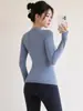 Ropa de Yoga de Secado Rápido Seleccionada Cuidadosamente Directo de Fábrica, Corte Ajustado, Tops Deportivos Transpirables, Cuello Redondo, Mangas Largas Elásticas para Pilates