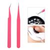 Herramientas para uñas artísticas transfronterizas al por mayor pinzas de codo rosa cabeza recta pinzas de clip de diamante herramientas para joyería
