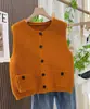 Chaleco de punto suelto y relajado estilo coreano, nueva colección otoño/invierno para mujer, perfecto para usar en capas, cárdigan suéter sin mangas, top abierto