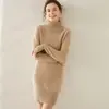 24 Nuevo Suéter de Cachemir de Montaña Otoño/Invierno para Mujer Cuello Alto Casual Vestido Suéter de Punto de Cachemir de Longitud Media