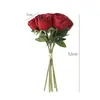 Estilo Europeo Ramo de Rosas de 7 Ramas Flores Artificiales Flores de Mano para Boda Flores de Novia Decoración del Hogar Ramo de Rosas Flores Falsas