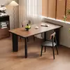 Mesa de Comedor de Madera Maciza con Subsidio Gubernamental Nogal Negro Mesa Retro Mesa de Comedor Rectangular para el Hogar y Combinación de Sillas