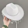 Novedad Estrella Borla Brillante Vaquero Occidental Estrella Borla Sombrero de Vaquero Blanco Decoración de Fiesta