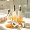 Frasco de vidro para skincare com gradiente laranja-branco, frasco de alta qualidade para loção e sérum, pote para creme facial, conjunto cosmético disponível em estoque