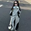 Pantalones Largos Estilo Coreano para Niños 2026 Nuevo Bloque de Color Niños Medianos y Grandes Conjunto de Dos Piezas Pantalones Deportivos Casuales para Niñas Moda Primavera y Otoño