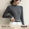 K2103 Camisa Básica Feminina de Gola Alta Meia, Nova Moda Outono/Inverno Slim Fit Tricô Manga Longa Camiseta