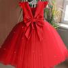 Vestido de cumpleaños para niña Vestido de princesa hilo esponjoso lazo rosa Pequeña anfitriona piano vestido de niña de las flores actuación