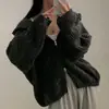 Cardigan de Tricô com Capuz e Zíper Duplo, Manga Longa, Casual, Solto, Torcido, Outono/Inverno Coreano, Jaqueta Suéter para Mulheres