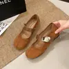 Zapatos retro estilo abuela franceses para mujer, nuevo modelo primavera y otoño 2026, Mary Jane de tacón bajo poco profundo, punta dividida sintética, bailarinas de gamuza