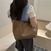 Bolso tote nuevo de gran capacidad, color liso, hecho de cuero encerado al aceite, versátil, retro, elegante y perfecto para ir al trabajo, con un diseño simple y chic, adecuado para llevar en la mano o al hombro