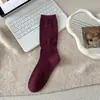 Meias femininas de outono retrô com trama vazada até o meio da panturrilha, com sutil padrão de espiga de trigo, de algodão, cor sólida, respiráveis, versáteis, adequadas para sapatos Birkenstock, meias largas de estilo casual
