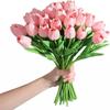 Flores Artificiales para Sala de Estar, Jarrón de Flores Falsas de Alta Gama, Ramo de Flores de Plástico, Decoración de Mesita de Noche, Arreglo Floral, Exhibición de Tulipanes