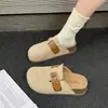 Meias-pantufas fechadas de sola grossa para mulheres, novo estilo outono, sapatos Birkenstock slip-on retrô, sandálias Birkenstock que aumentam a altura