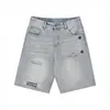 Comercio Exterior Transfronterizo Marca de Moda Réplica Auténtica Ch Pantalones Cortos de Mezclilla Rasgados para Hombre, Pierna Recta, Corte Holgado, Largo de Cinco Puntos