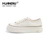 Zapatos de Lona de Suela Gruesa de Moda para Mujer 2026, Tenis Blancos Clásicos Transpirables, Zapatos Casuales de Caña Baja con Aumento de Altura, Versátiles