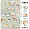 20 Piezas de Imanes Originales de Refrigerador Magnéticos Suaves de Mahjong de la Fortuna, Estilo Chino Año Nuevo Microondas Gabinete de Archivos Completamente Magnéticos Pegatinas Magnéticas