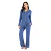 Conjunto de Pijama de Dos Piezas para Mujer con Camisa de Manga Larga y Pantalones para Otoño e Invierno Ropa de Casa para Mujer