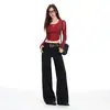 2 Colores 26 Estilos Nuevos Estilo Perezoso Americano Tiro Bajo Chica Caliente Gama Alta Holgado Adelgazante Microcampana Pantalones de Traje Mujer Dropshipping