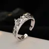 J1427 Moda Estilo Coreano Dulce Fresco S925 Plata de Ley en Todo el Cuerpo Anillo de Gato y Perro para Mujer Abierto Estilo ins Anillo de Dedo Lindo
